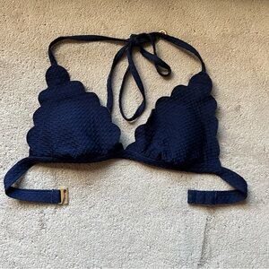 Kate Spade New York Core Solids Scalloped Triangle Navy Blue Bikini Top Size S
